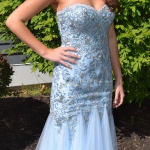 Ellie Wilde Baby Blue Prom Dress
